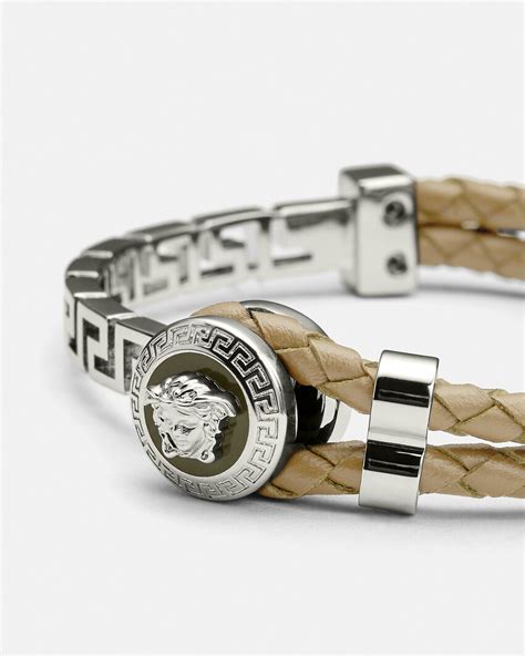 versace braided leather charm bracelet price|Versace braided leather bracelet.